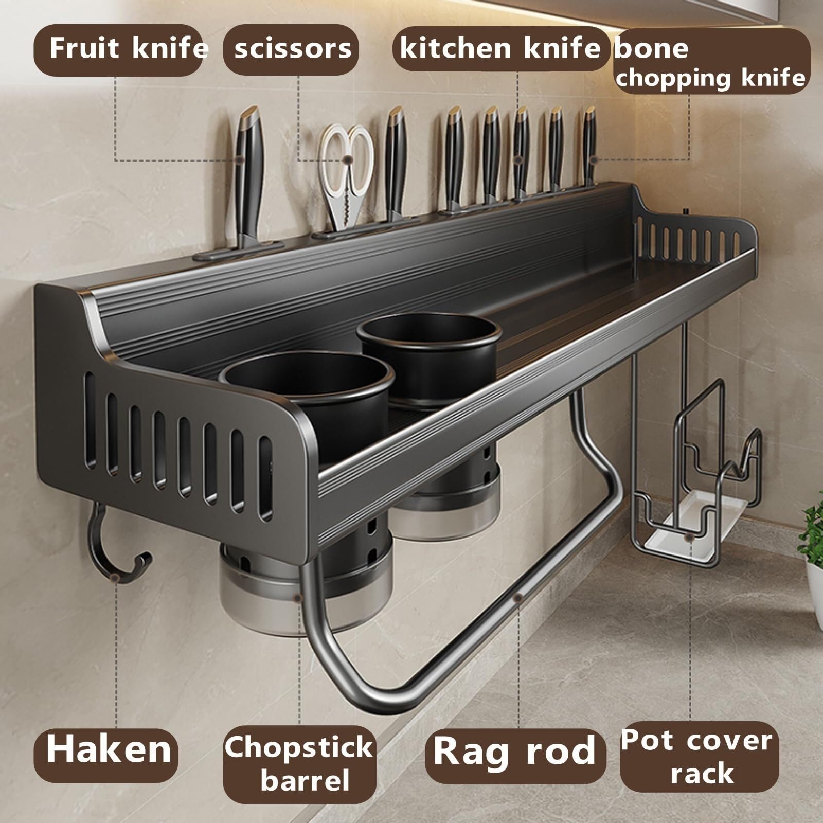 Portaspezie da parete 50 cm grigio con 2 tazze da cucina nizer per erbe e spezie Soluzione salvaspazio perfetta per chef domestici e appassionati di cucina