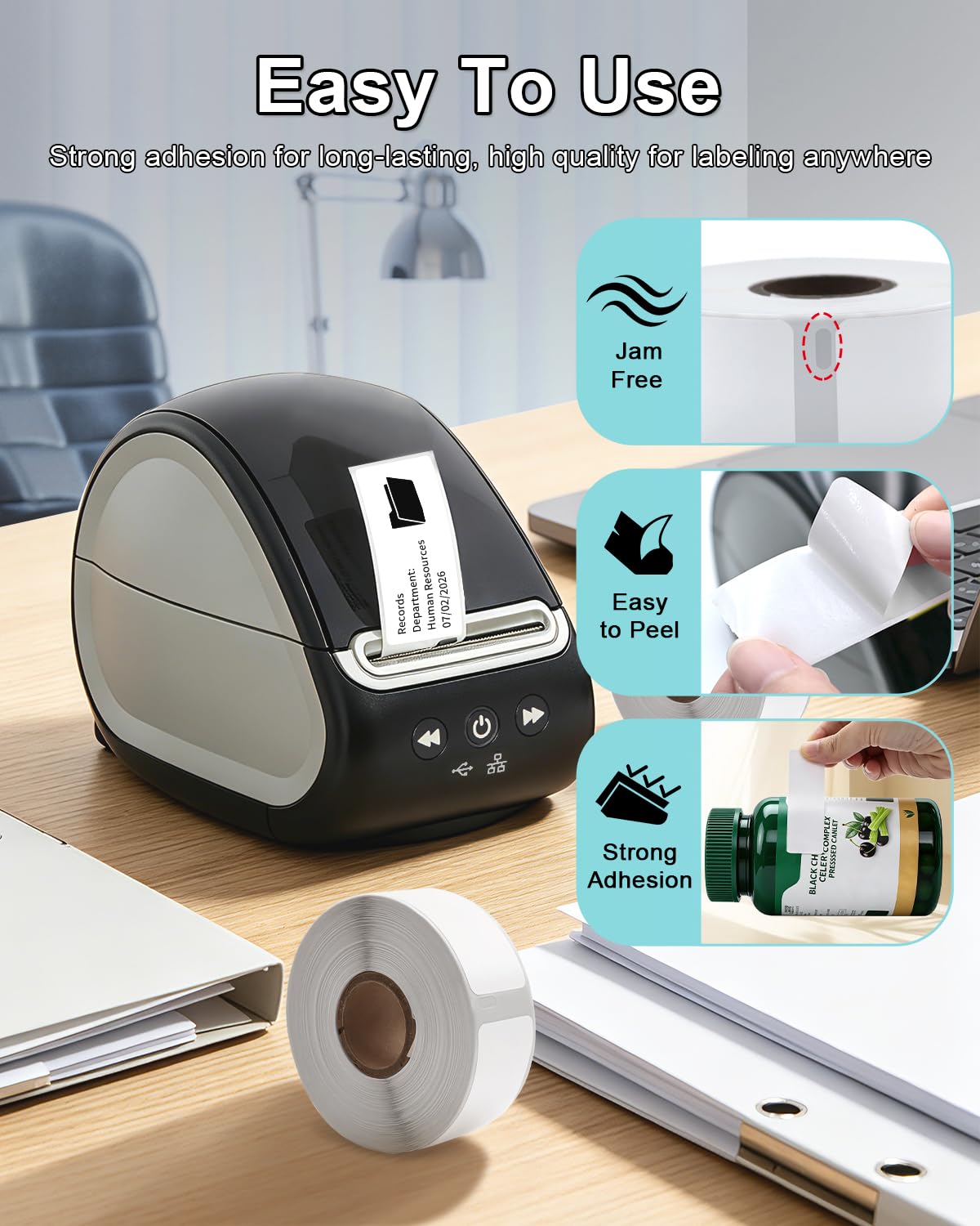 Compatibile con DYMO 30336 (1" x 2-1/8") con etichetta termica con chip RFID | Etichette per codici a barre adatte per Dymo Label Writer 5XL, LW550, LW550 Turbo (6 rotoli/3000 etichette)