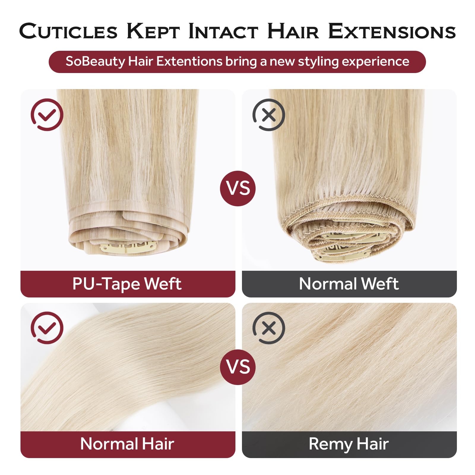 SOBEAUTY Clip in Hair Extensions, 100% Real Human Hair Remy Natural Volume Hair Extensions - Image 4