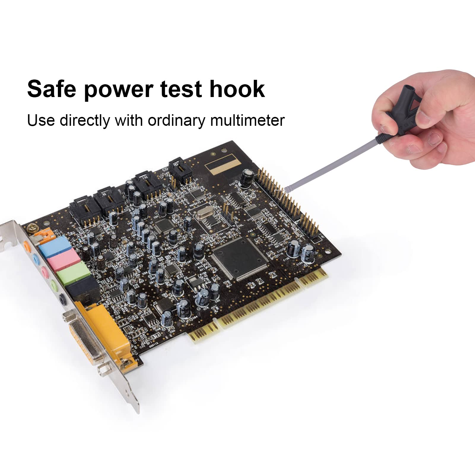 Multimeter Test Hook Clip Mini Grabber Jumper Wires Automotive Current Flexible Test Hook with 4mm Banana Jack J.30042 (black) - Image 2