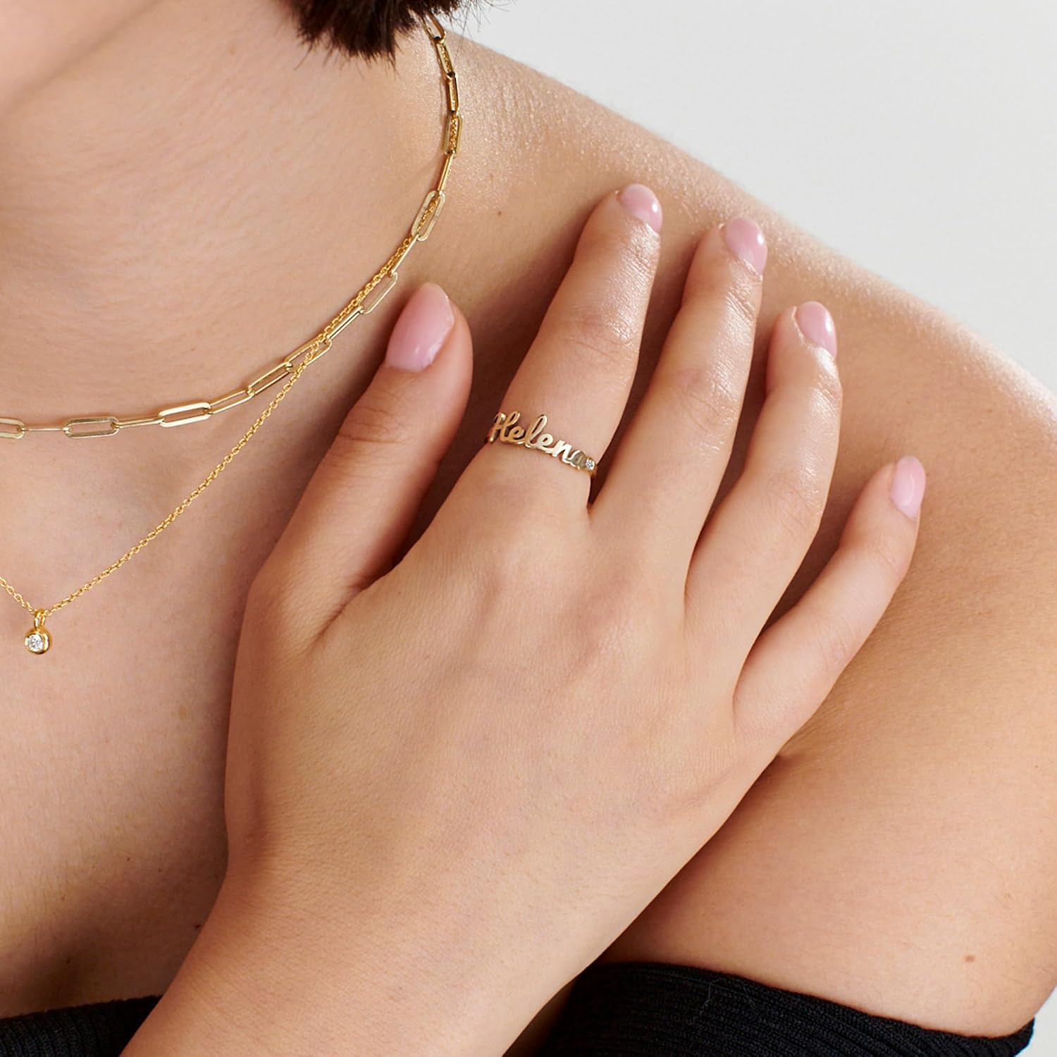 MyNameNecklace Personalized Script Name Ring with Diamond Option - Dainty Gift for Her, Women - Custom Jewelry for Mother's Day, Christmas, Birthday
