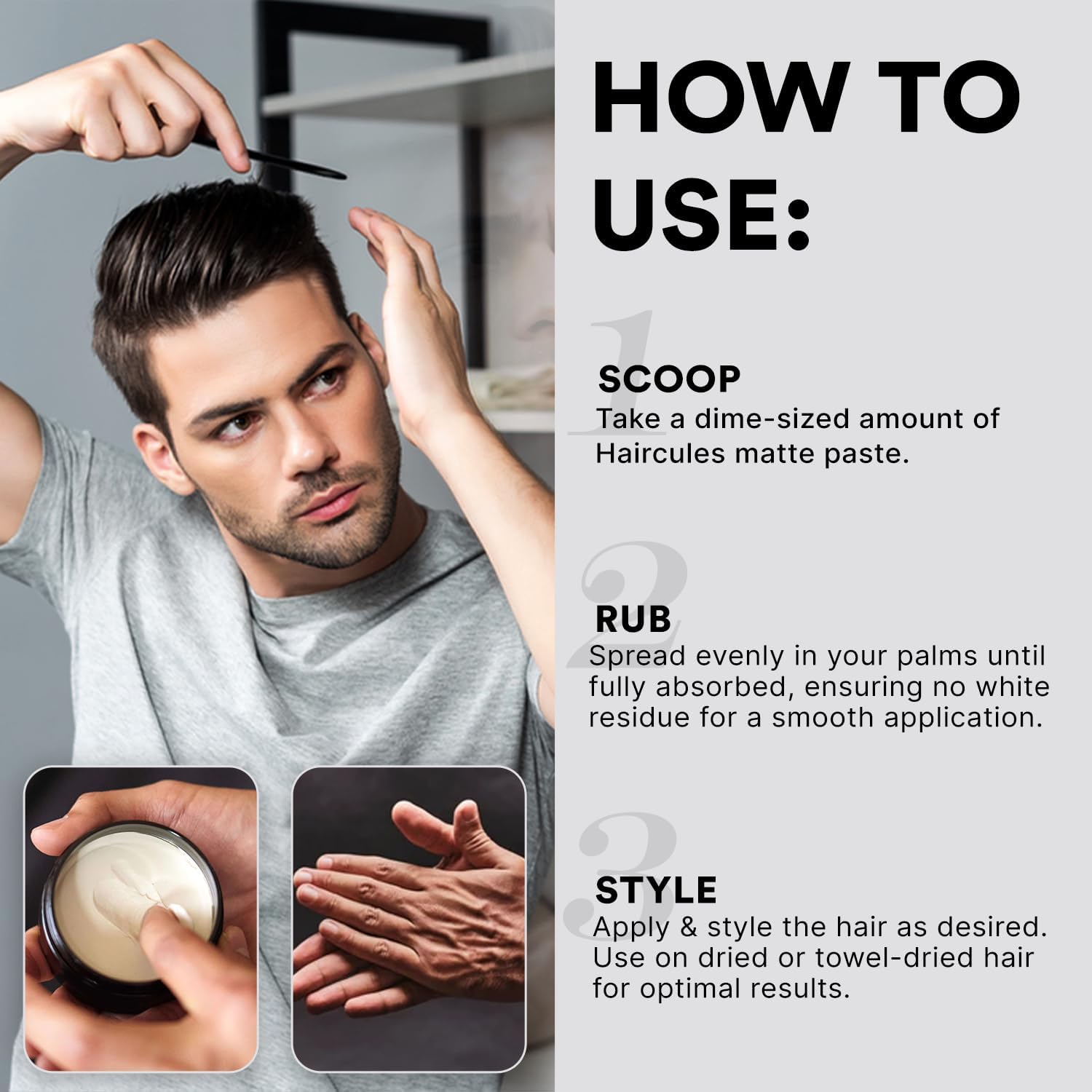 Matte Hair Paste – Starker Halt, Kein Glanz, Lang anhaltende Definition & Textur, Nicht fettende Styling-Paste für Männer, Keine Schuppen, Für alle Haartypen geeignet, Hält das Haar gesund