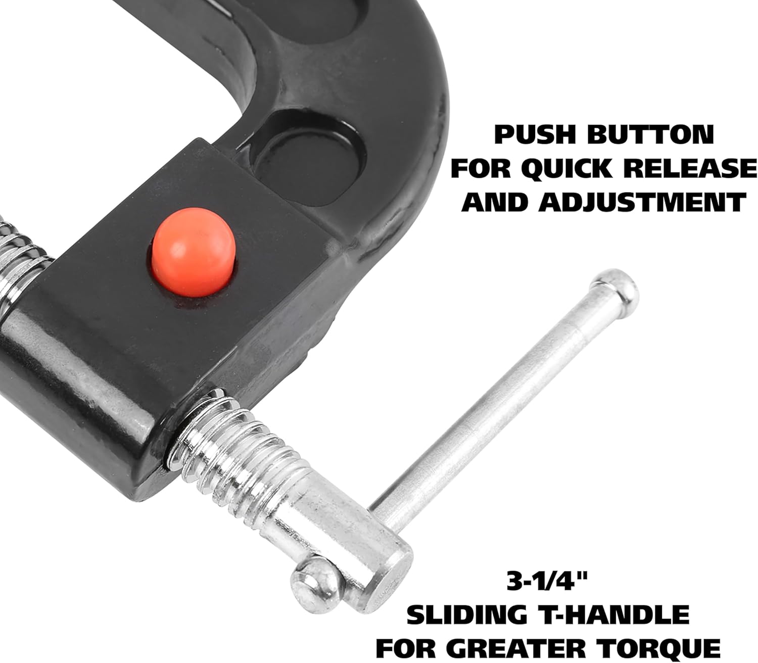 GreatNeck QRCC4 4 Inch Quick Release C-Clamp, Auto Repairs, Welding, & Woodworking, Steel Swivel & Screw Provides Strong Hold, Push Button Release Gives You Ultimate Control, Cast Iron Frame
