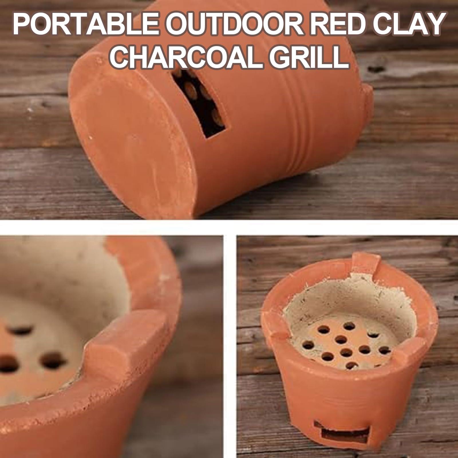 Przenośny grill na węgiel drzewny z czerwonej gliny, wydajny grill ceramiczny na kemping, piec do grillowania gliny, piec grzewczy do domu, narzędzie kempingowe, do gotowania na świeżym powietrzu