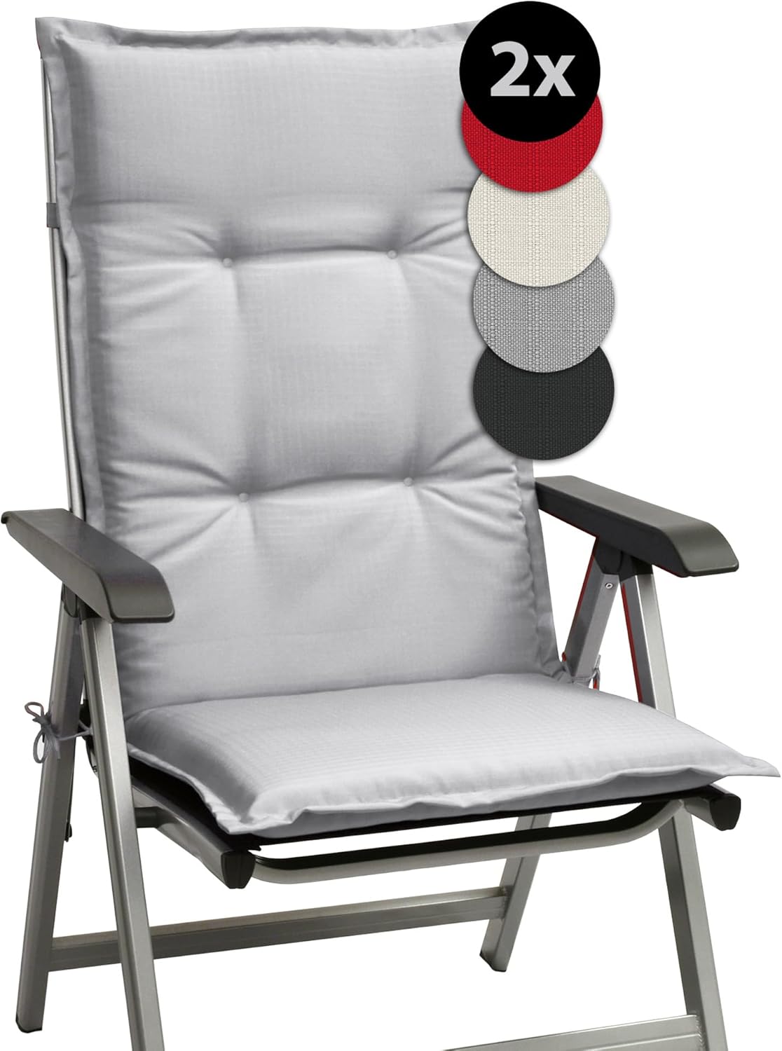 Beautissu Set of 2 Outdoor Garden Chair Cushions with Backs High