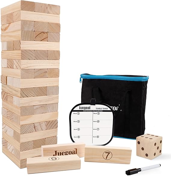 Juegoal 54 Pieces Giant Tumble Tower Blocks Game Giant Wood