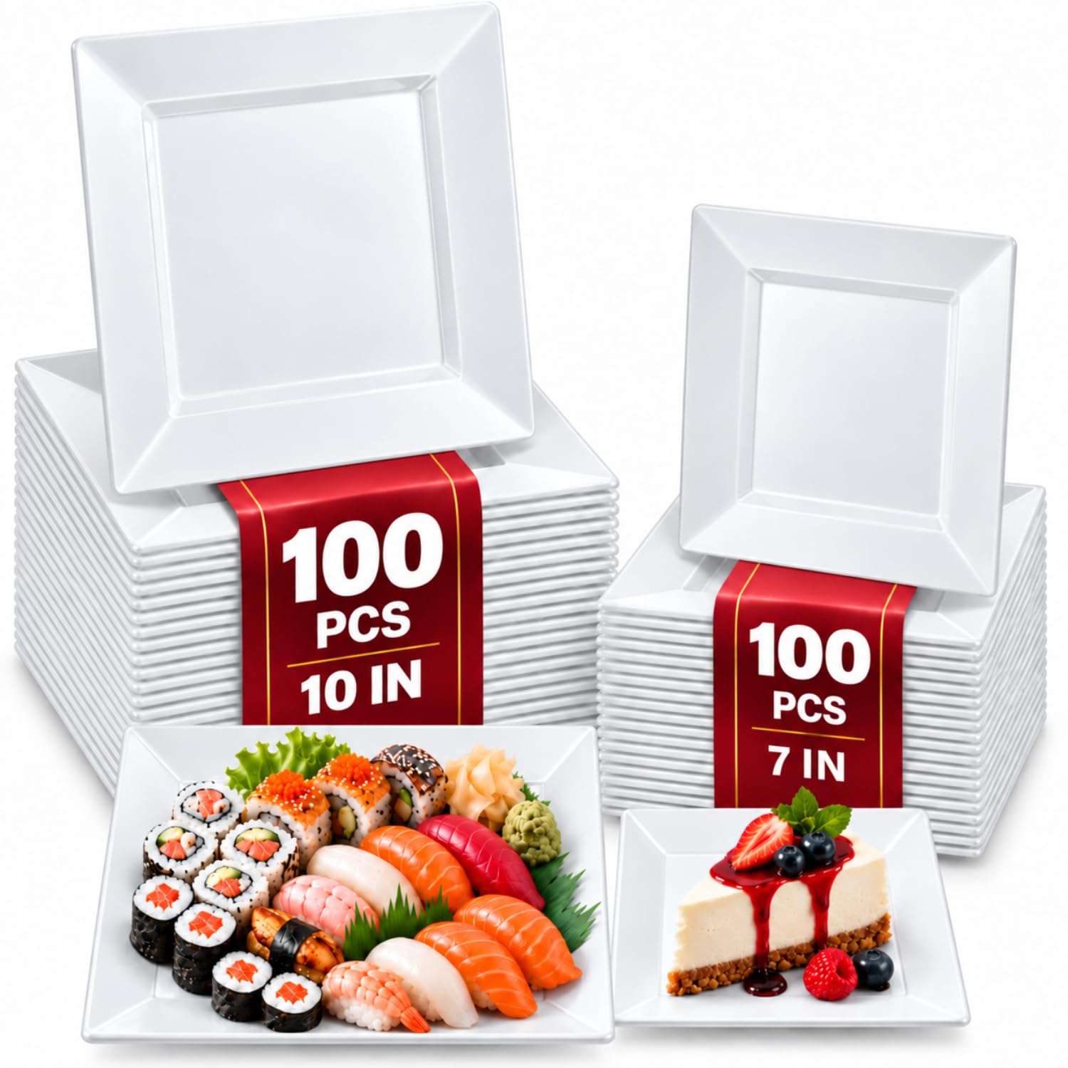 White Disposable Plates - 60 Pack for Parties -10