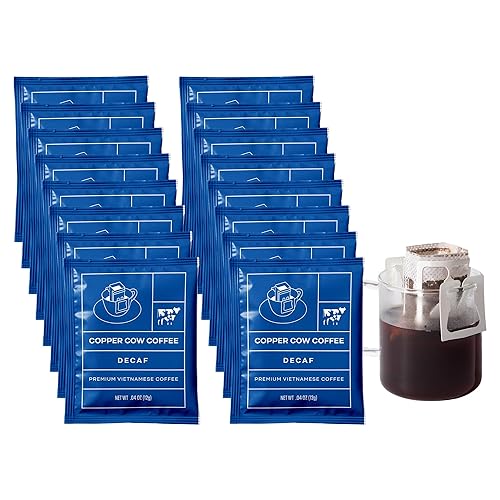 Copper Cow Coffee Café vietnamita premium Cafés de vainilla de una sola porción (incluye 16 cafés descafeinados)