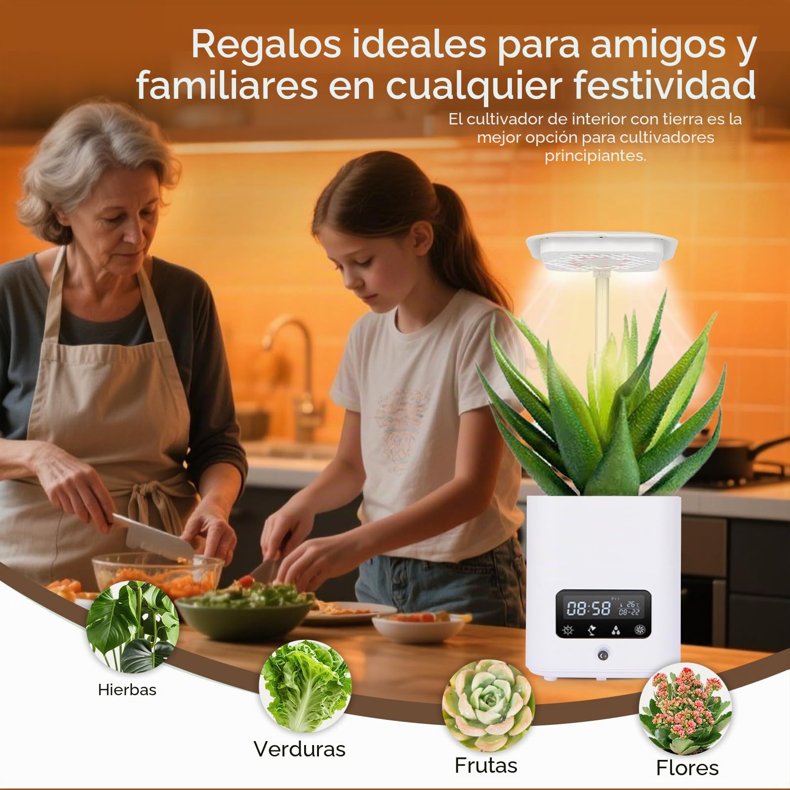 Maceta inteligente multifuncional, maceta verde hidropónica para interiores con altavoz Bluetooth, luz LED ajustable para plantas, humidificador, purificación de aire, lámpara de escritorio