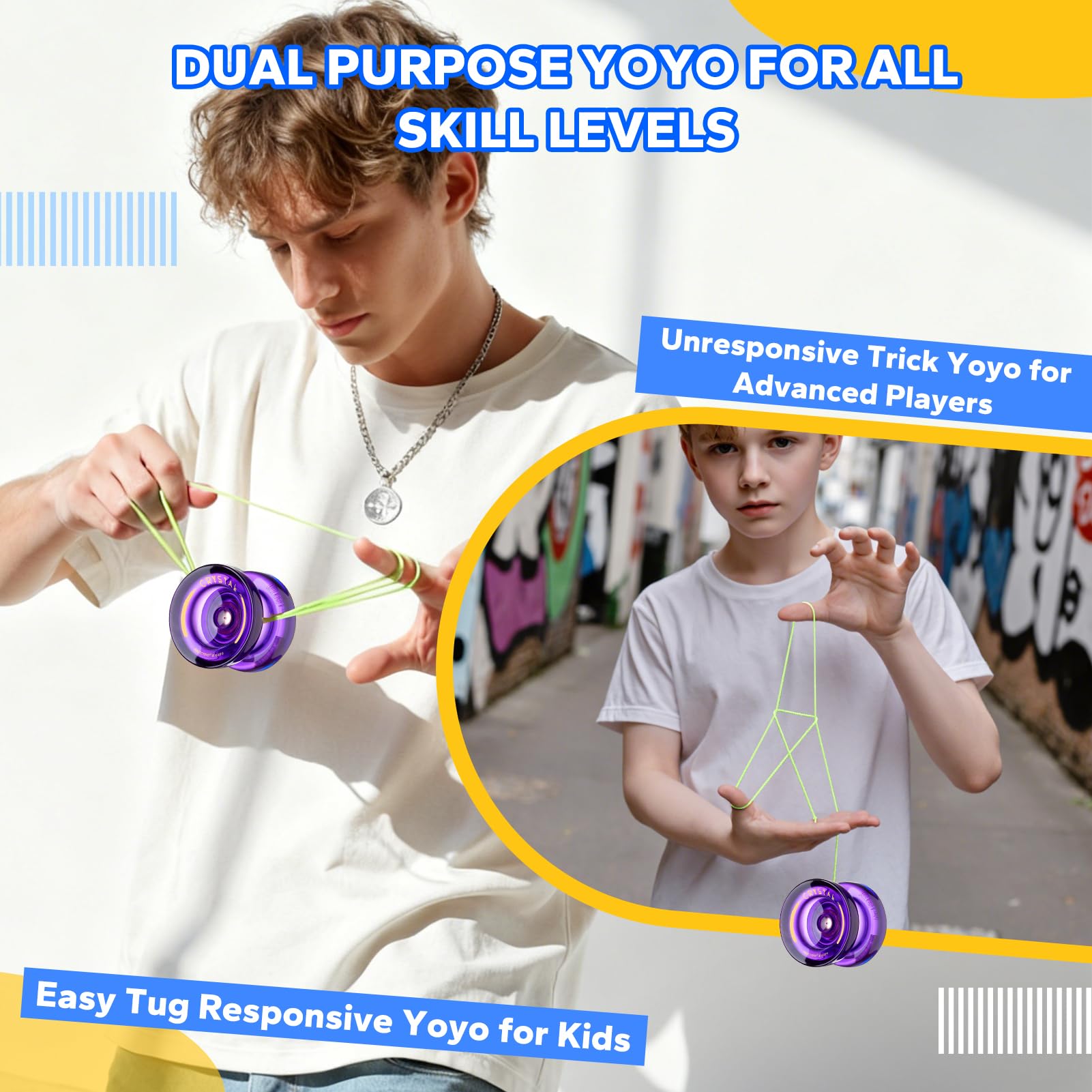 MAGICYOYO K2 Crystal Yoyo for Kids Professional Finger Spin Tricks Yoyo, Dual Purpose Responsive & Unresponsive Yo Yo - Image 4