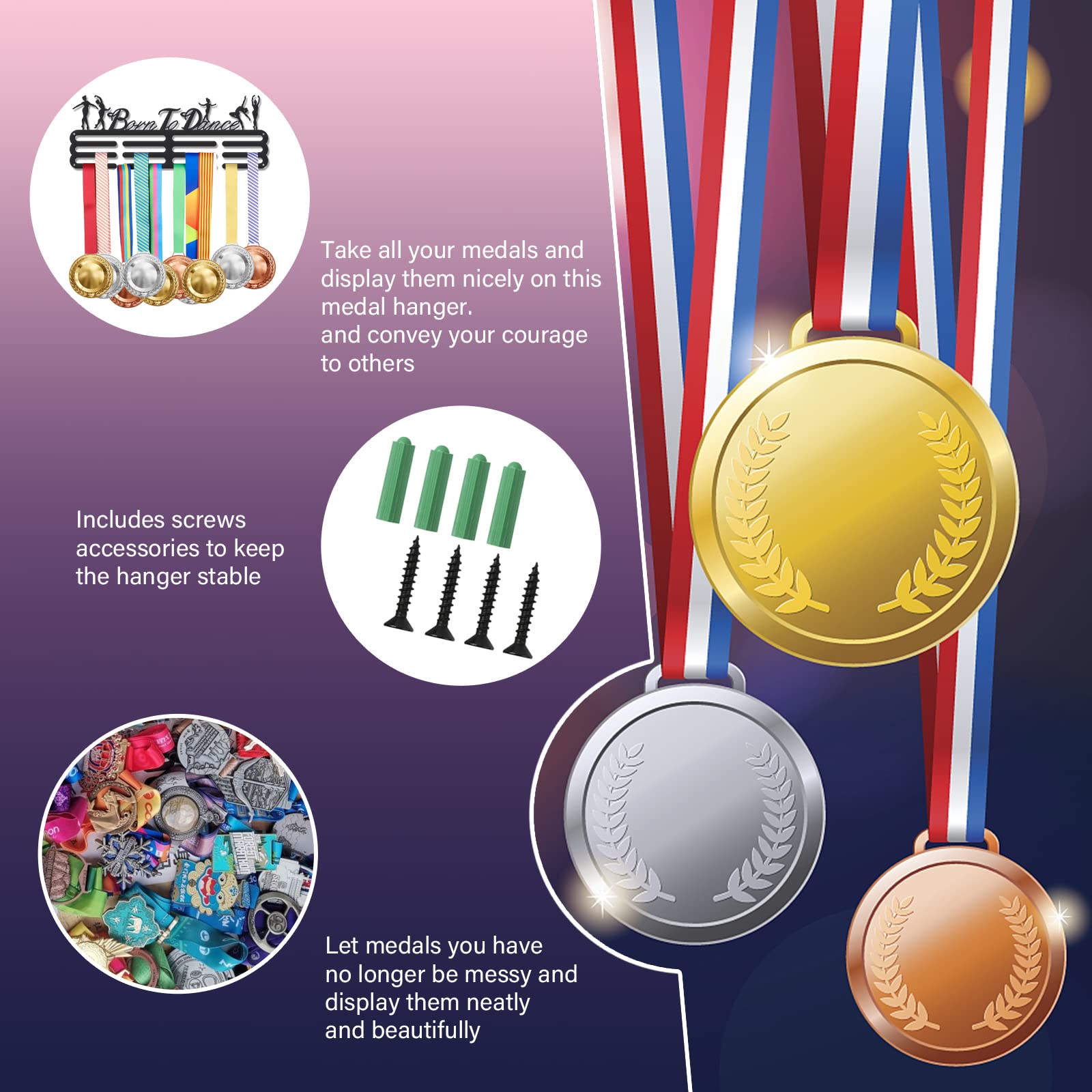 Organizador Premios Deportivos Soporte Para Medallas Deportivas CREATCABIN - Colgador Con Diseño De Futbol - Más De 60 Medallas Premios Trofeos