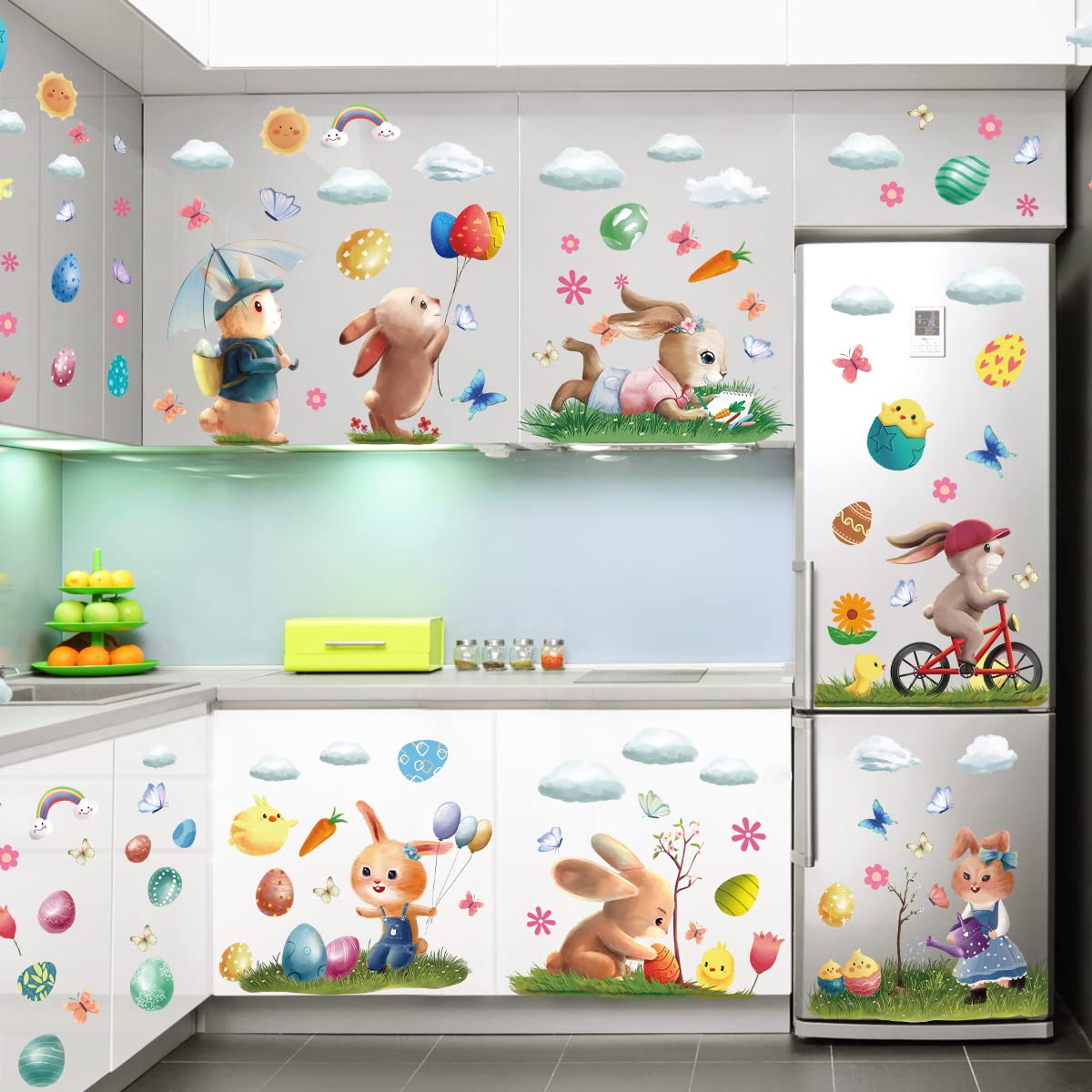 Graz Design Adesivi Per Finestre Pasqua 9 Fogli - Coniglietti E Uova - Rimovibili E Riutilizzabili - 2