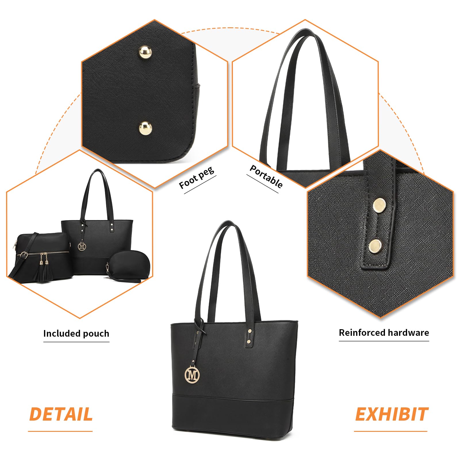 Miss Lulu Bolso Mujer Grande - Bandolera Combo - Con Gran Capacidad y Material Resistente - Perfecto para el Dia a Dia en la Universidad y Actividades Cotidianas
