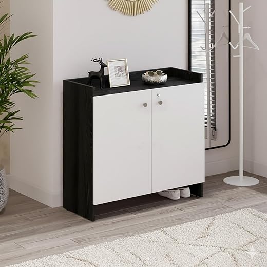 Modern Wooden Shoe Rack with Lock