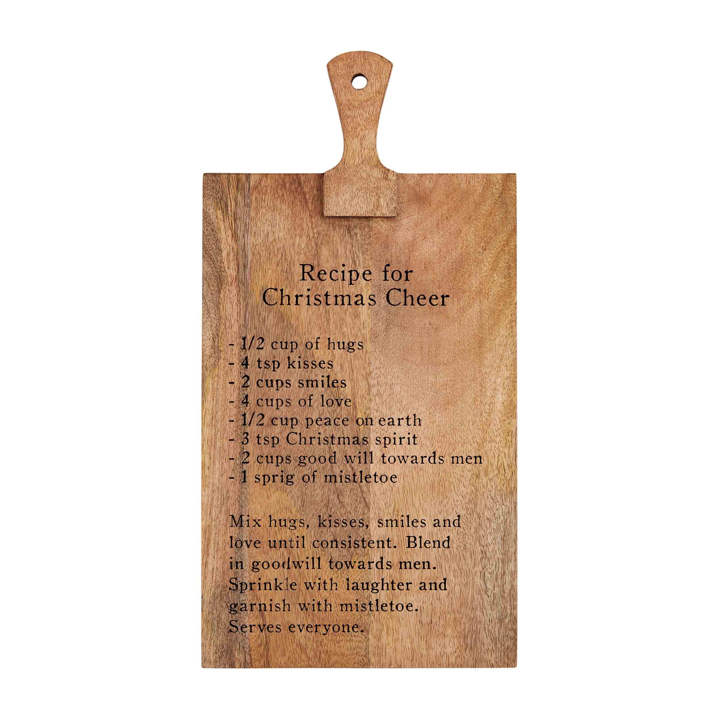 Mud PieChristmas Cheer Recipe Board, 17 3/4" x 9", Brown
