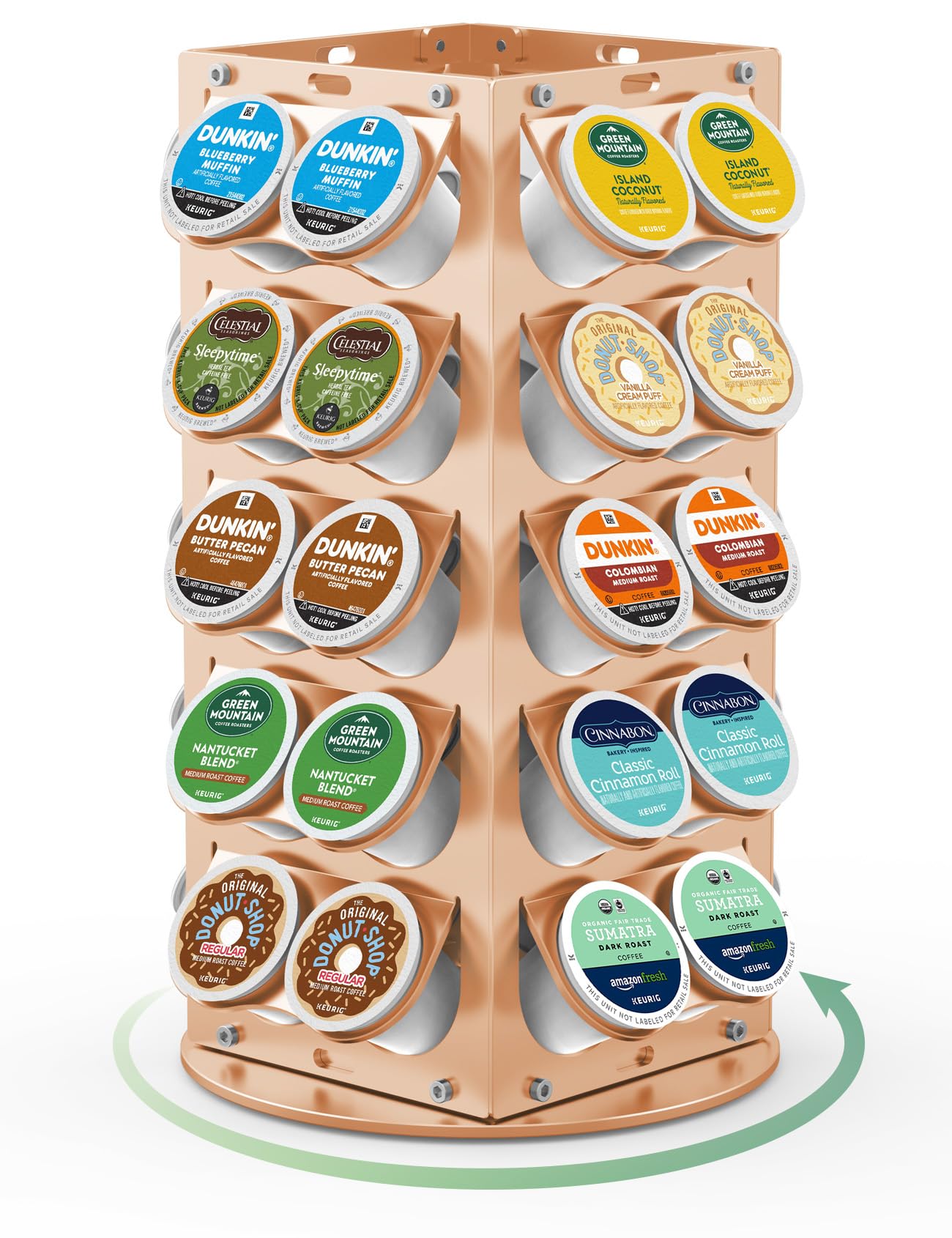 K Cup Holder-360° Rotating Aluminum 40 Pods, Rust Resistant, Gold