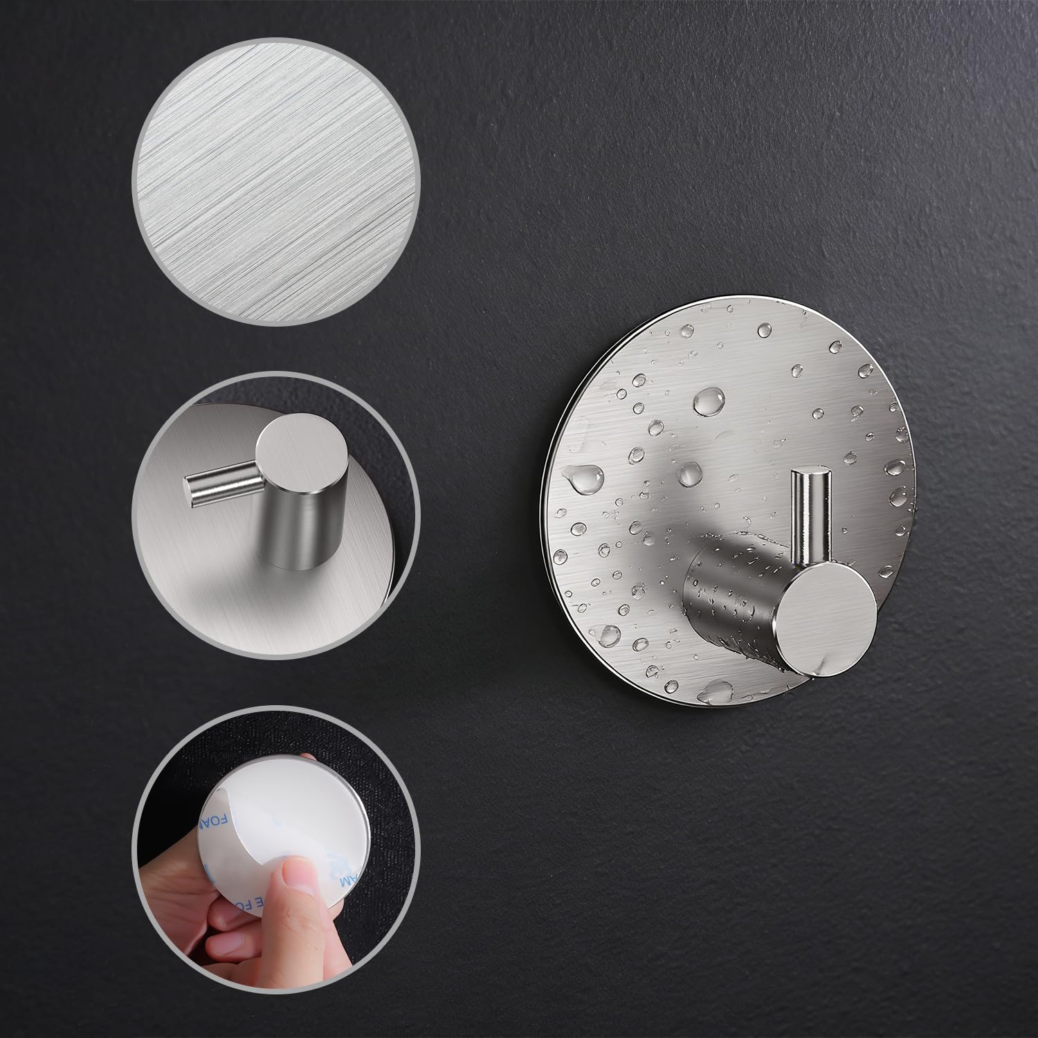 Aikzik 4 Piezas Ganchos Adhesivos, Max 8KG Toalleros de Pared Toallero Autoadhesivo Perchero de Acero Inoxidable Gancho pared Colgar Colgador puerta Cocina Baño