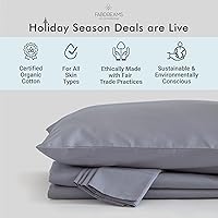 Vista 2 de Fabdreams - Juego de sábanas de algodón 100% orgánico, tejido de percal, 4 piezas, 300 hilos, certificado GOTS, transpirable, fresco, acabado