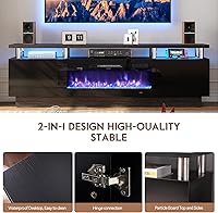 Vista 8 de Soporte de TV de 70 pulgadas para sala de estar, centro de entretenimiento moderno y consola multimedia, se adapta a televisores de hasta 80