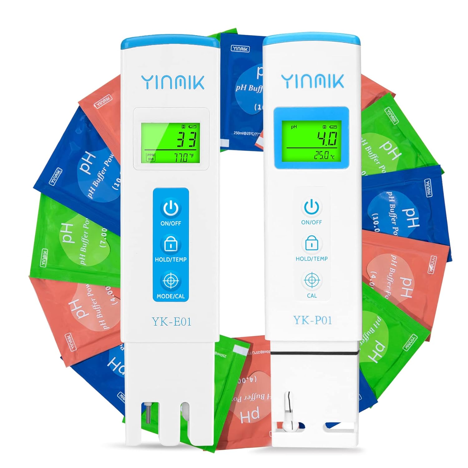 YINMIK Digital pH Meter TDS Meter pH Calibration Powder Combo: Amazon ...