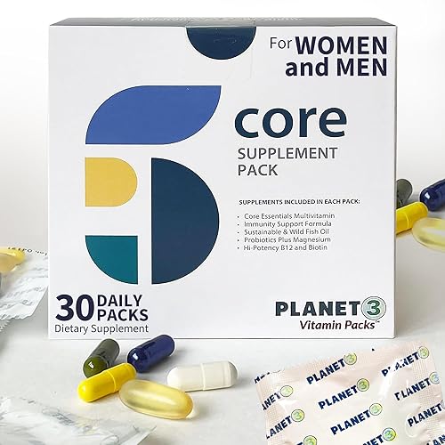 Paquetes de vitaminas Core Supplement - Energía, inflamación, apoyo de la visión con vitamina D, luteína, biotina y otras vitaminas esenciales