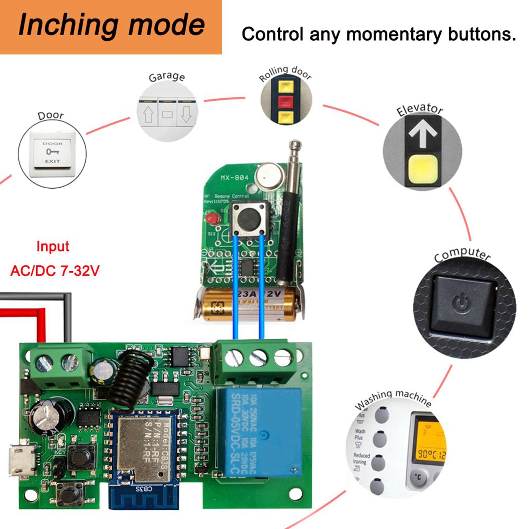2 relés WiFi Tuya Smart Life App de 12 V, módulo de interruptor, mando a distancia, temporizador, autobloqueo, funciona con casa, control de 2 vías