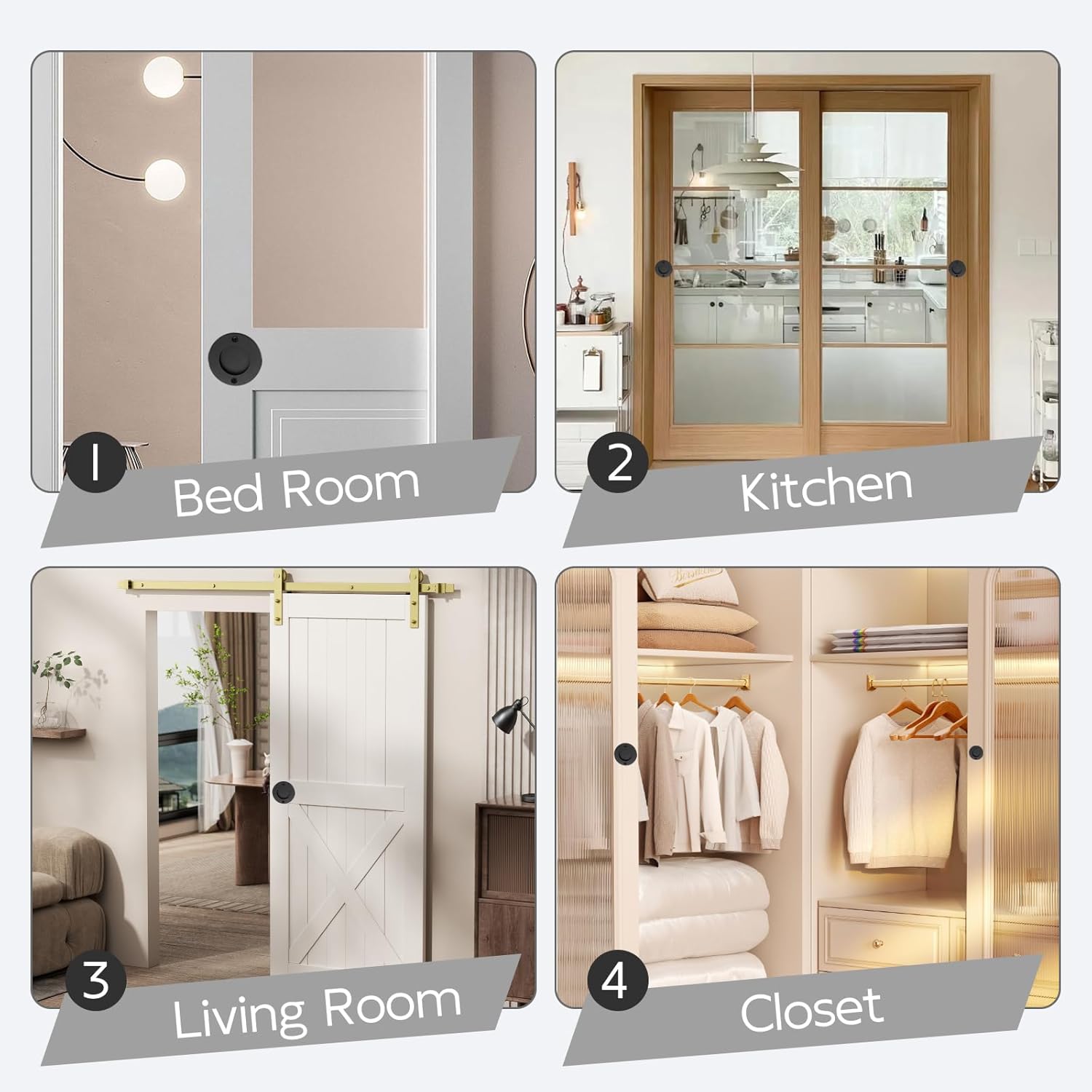 3 Inch Sliding Barn Door Handle, Round Finger Flush Pulls, Recessed Finger Pull for Sliding Barn Door, Closet and Drawers (Center to Center Size is 55mm/2.17")