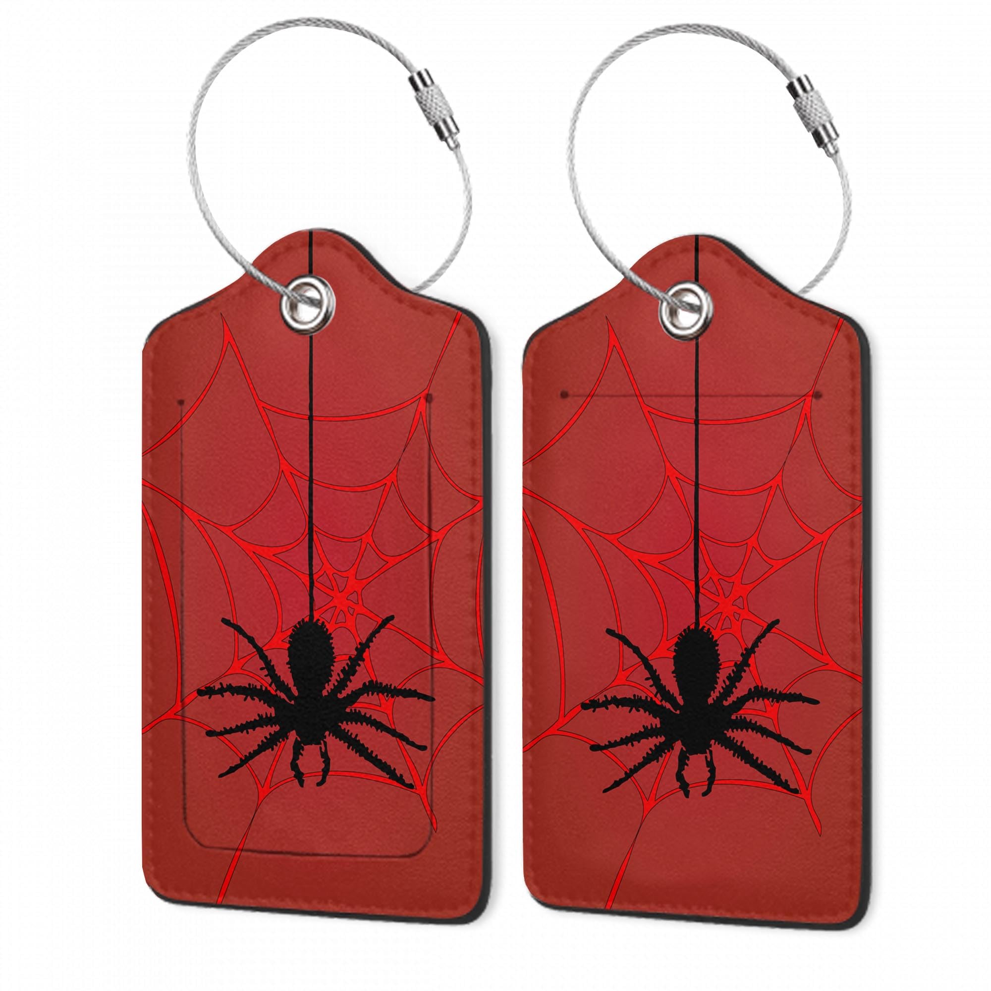 Gearsly 2Pcs Luggage Tag for Suitcase Cool Red Spider Web Cute Suitcase Tag with Privacy Flap & Name ID Label & Metal Loop,Travel Bag Luggage Tags for