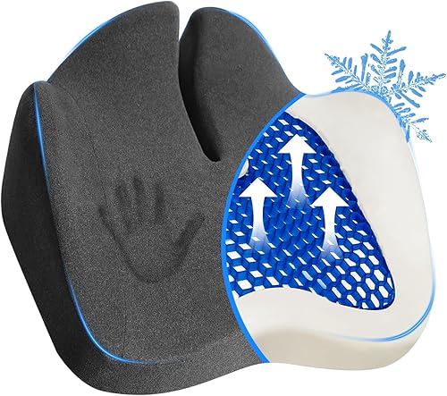 Cojín de asiento de espuma viscoelástica de gel mejorado, cojín para silla de oficina, cojín de asiento de coxis de gel para automóvil, silla de