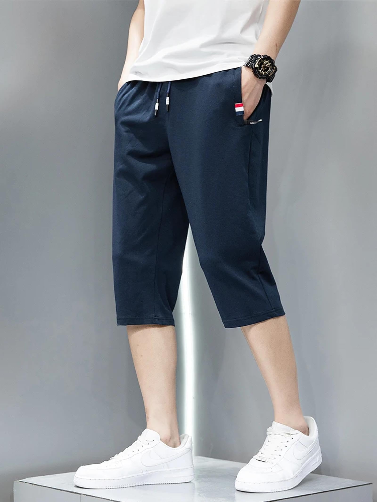 Herren Shorts Kurze Hose Cargo Jeans Running Outdoor Baumwolle Herren Sportshorts XL Blackrib