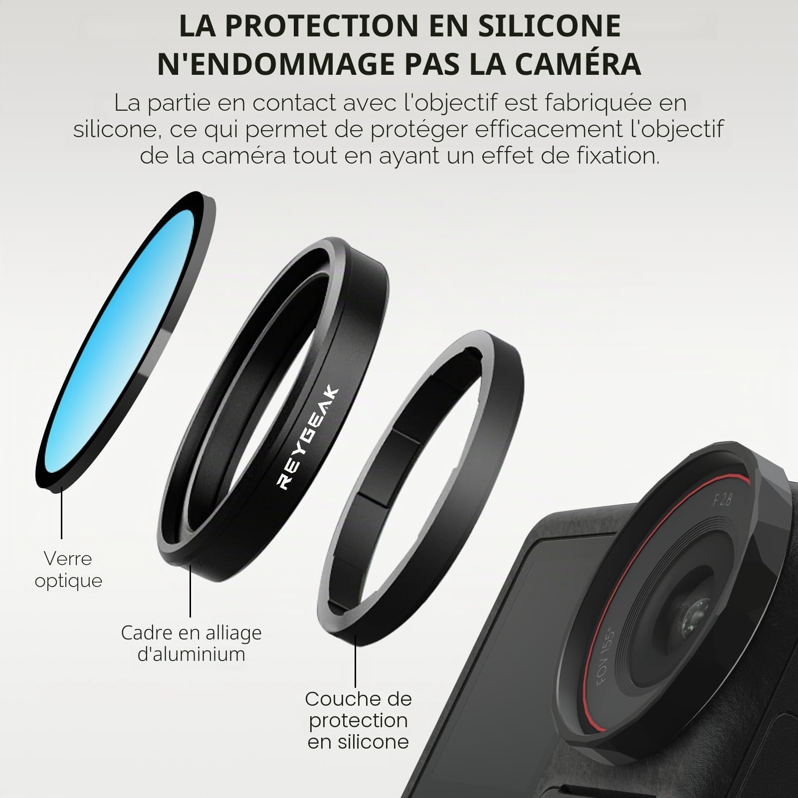 REYGEAK Lot de 4 filtres d'objectif pour DJI Action 5 Pro/4/3, CPL ND8 ND16 ND32, Filtre polarisant à densité Neutre, Verre Optique HD Multicouche pour Accessoires de caméra d'action DJI Osmo