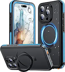 Temdan Capa magnética para iPhone 16 Pro Max à prova d'água, [anel embutido com suporte invisível e protetor de tela][IP68 debaixo d'água][à prova de quedas][à prova de poeira] [real 360] capa