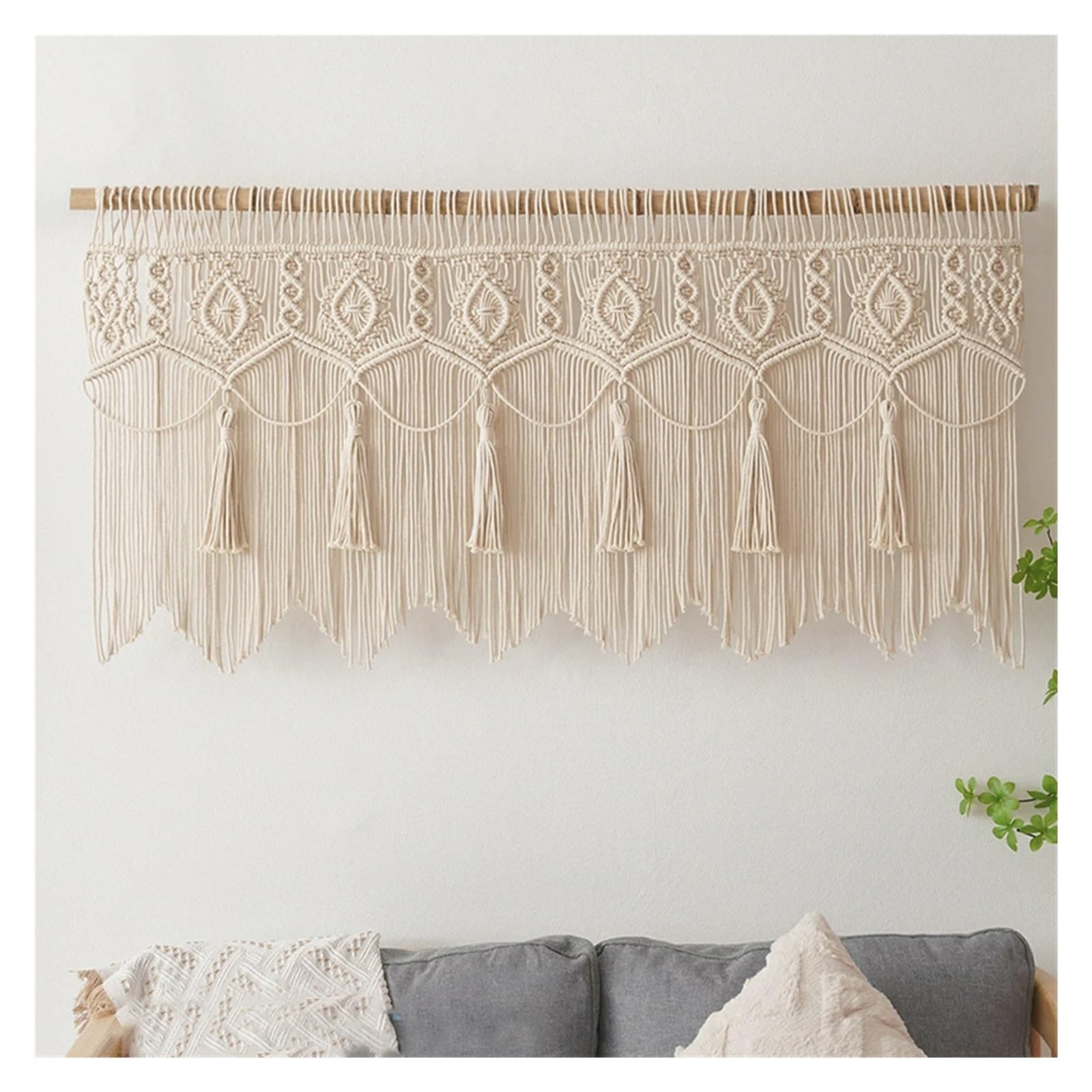 Rideau de Porte en Coton macramé tissé à la Main, 1 pièce, Tapisserie Murale Suspendue, décoration Artistique, d'arrière-Plan Mariage pour Cuisine