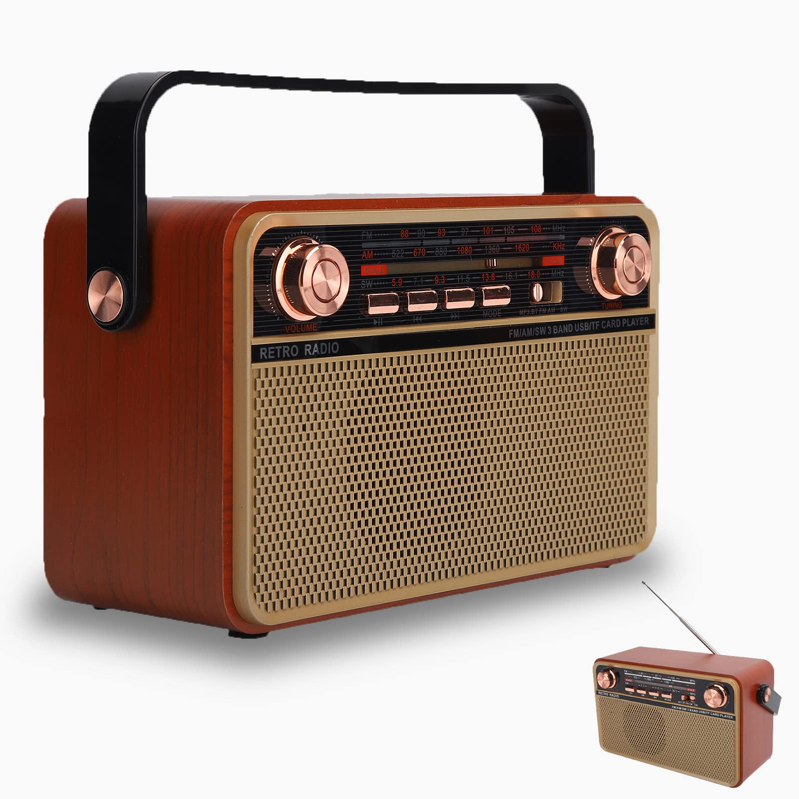 Amazon.co.jp: Vbestlife ポータブルラジオ レトロラジオ FM/AM/SW 