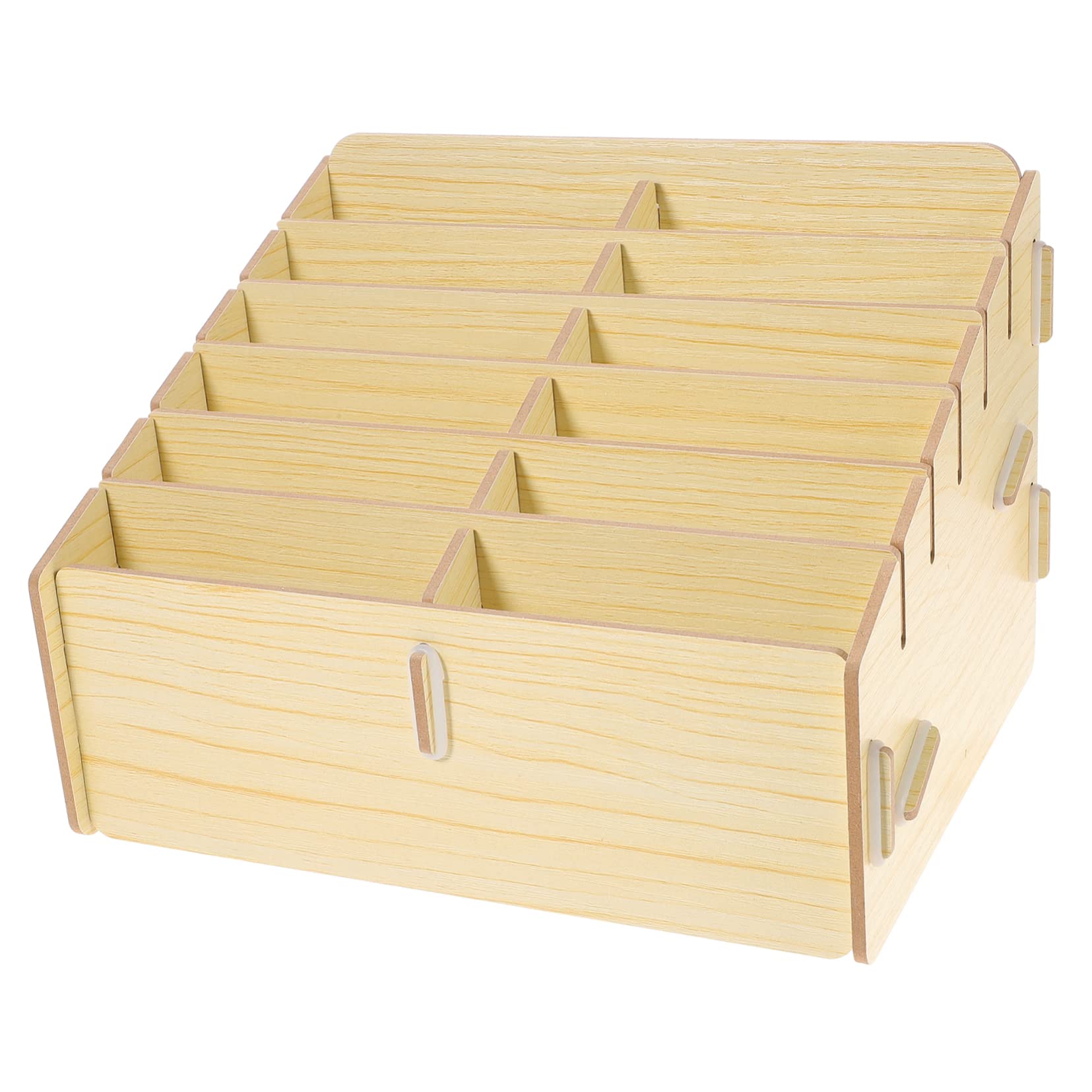 NUOBESTY Playing Holder Storage of Game Cards for Large Capacity and Storage Game Cards Organizer Box Wooden Multi-grid with Portable and Easy to Carry Beige Small Items