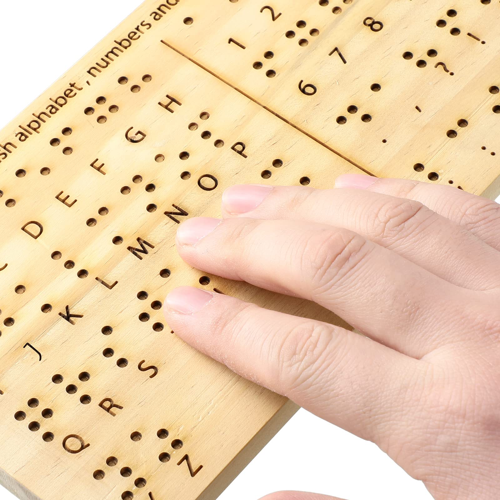Buy Braille Alphabet Board Wood Braille Fingerboard Carved Dots Braille