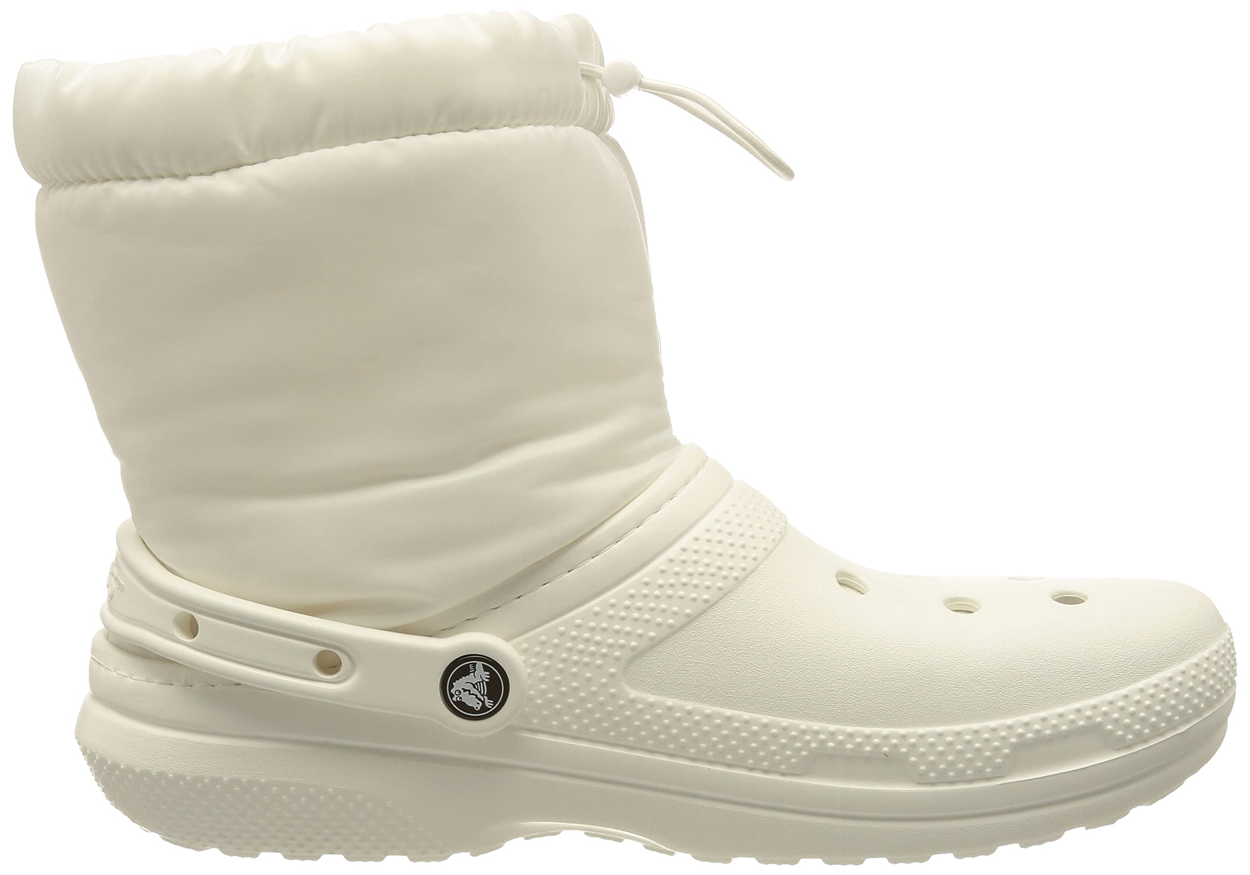 Crocs Unisex Classic Lined Neo Puff Fuzzy Winter Boots Snow, White/White, 9 US Women