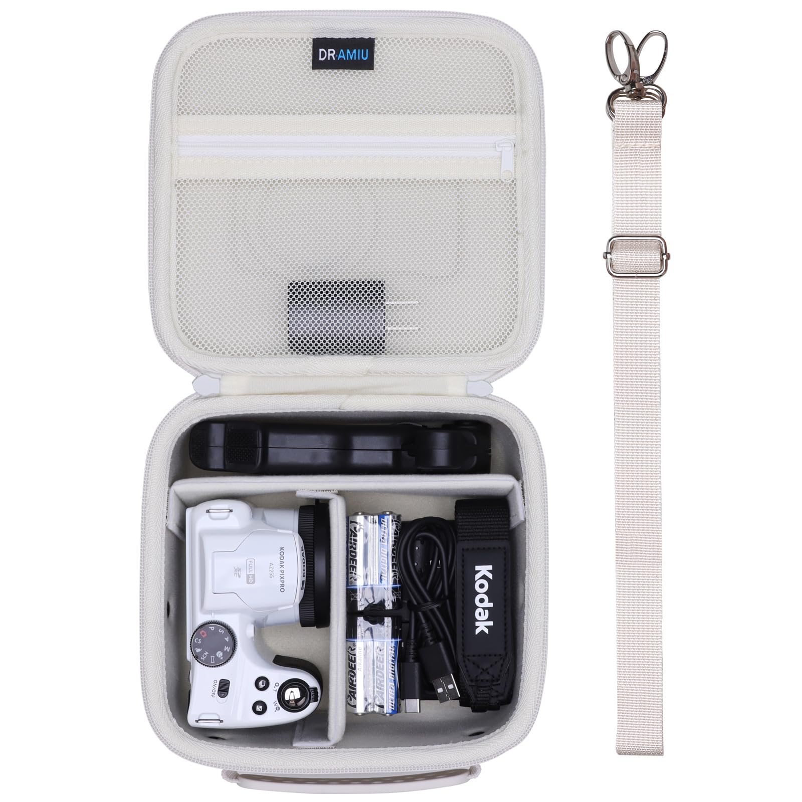 Hard Case for Panasonic LUMIX G85/G100/G7/FZ80D 4K Digital Cameras with Small Lens, KODAK PIXPRO AZ405/ AZ425/AZ255/AZ401/AZ252/AZ528 Cameras, Travel Beige Storage Bag