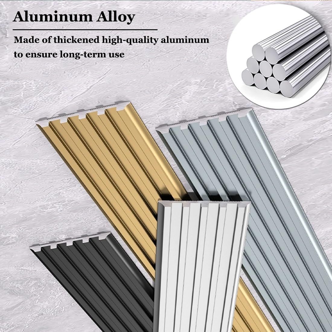 Aluminiowa listwa noskowa schodów, samoprzylepna osłona krawędzi stopnia, antypoślizgowa metalowa listwa o długości 5 cm do rampy wewnętrznej/zewnętrznej(Brown,120cm/47in)