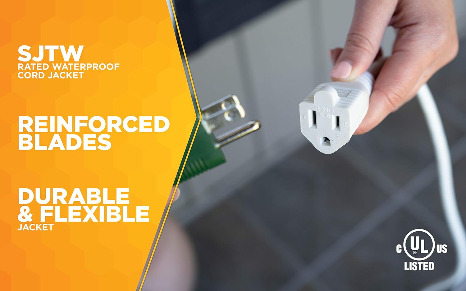 Woods 20 Ft/ 6.1m Outdoor Extension Cord, Landscape/Patio Cord 16 Gauge Cord, 125 Volts, White - White Outdoor Electrical Cord - 