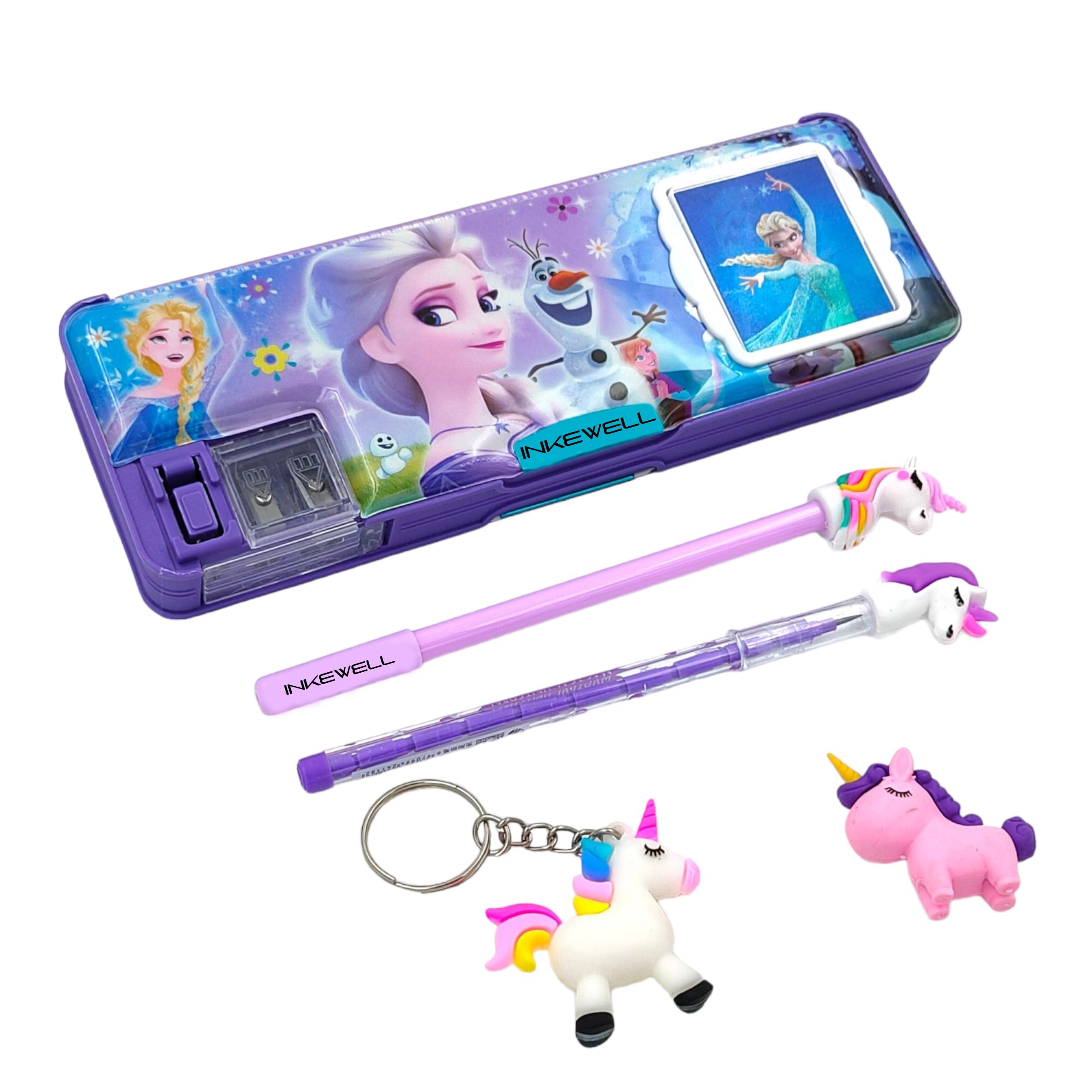 INKEWELL Frozen Theme Pencil Box Integrated Sharpener And Calculator, Magnetic Lock, Dual, Cartoon Plastic Case With Pencil Keychain Stationery School Kit For Girls, Multicolor (B0D5R6HBT9) Amazon Price History, Amazon Price Tracker