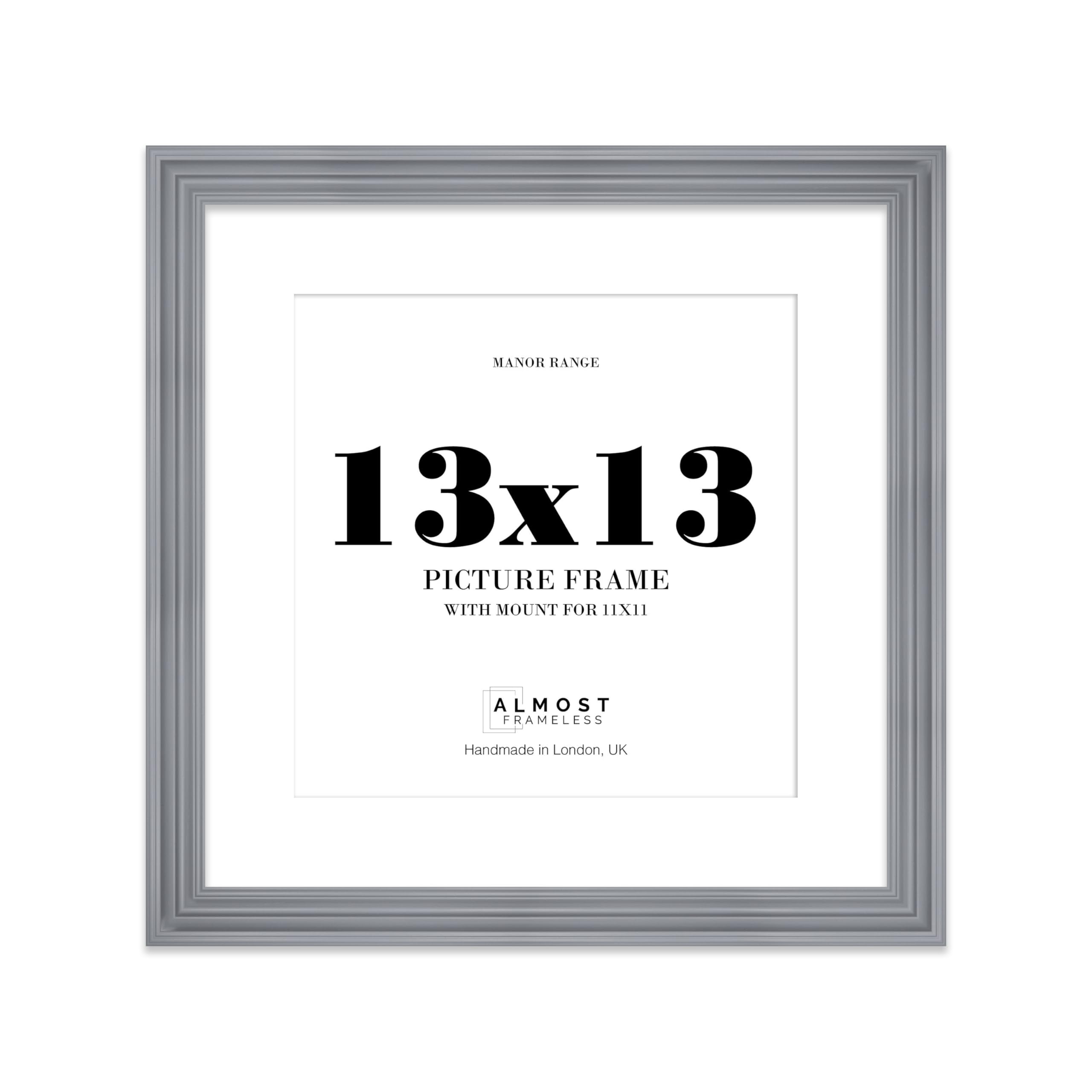 13x13" Grey Picture Frame - 13x13" Square Frame with 11x11" Mount for 13x13"/11x11" Pictures Classic Style Photo Display, 1 Pack — image 1