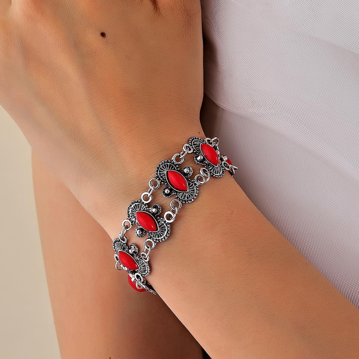 Western Bracelets for Women Trendy Country Concert Outfits Turquoise Bracelet Chain Cowboy Chic Boho Cowgirl Bracelet Jewelry - Image 3