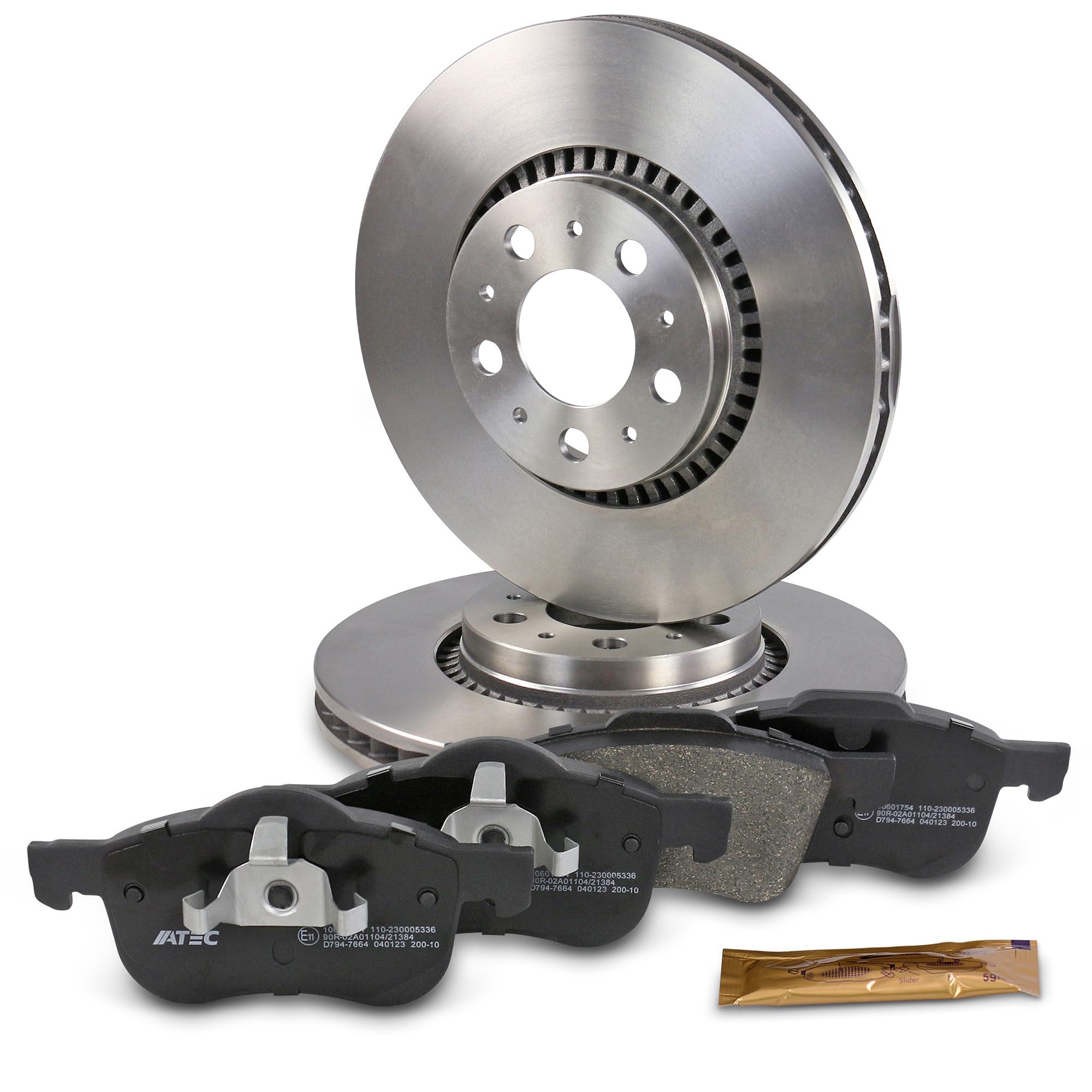 BESTPRICE Juego de frenos eje delantero incl. discos de freno ventilados Ø 304,5 mm + pastillas de freno delanteras, compatible con VOLVO S60 (384), S80 (184), V70, XC70 CROSS COUNTRY I (295)