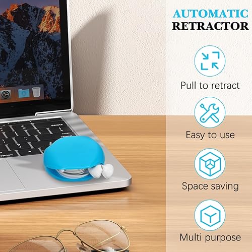 Miniatura 3 de Gadpiparty 4pcs Automatic Cord Reel, Automatic Roll Earphone Cable Organizer Cord Winder Retractable Data Cable Storage for Headphones Home Office