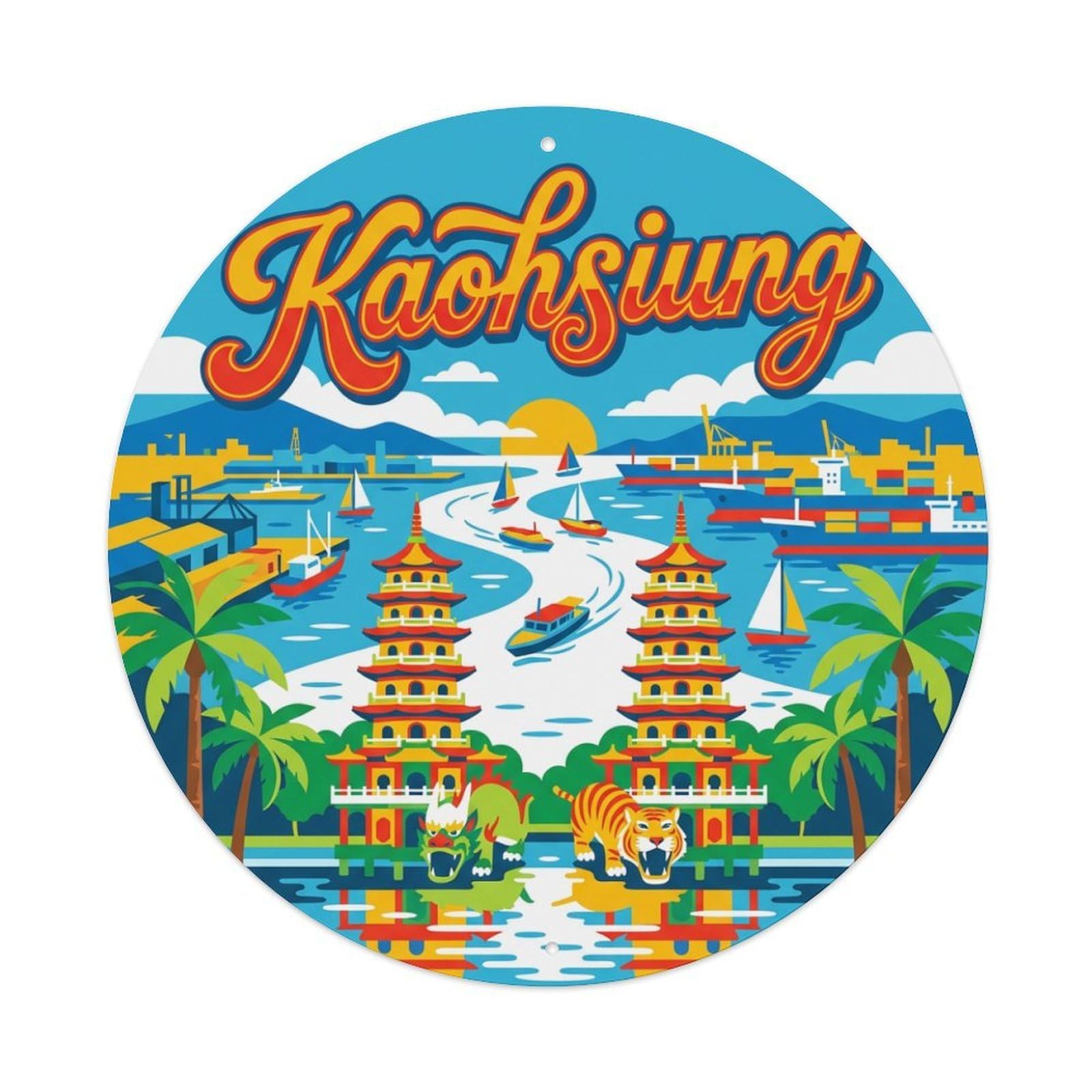 Travel Vintage Taiwan Kaohsiung Metal Tin Sign