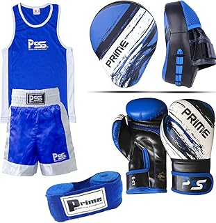 Prime - Juego de 14 piezas de boxeo para niños (3 a 14 años), color azul