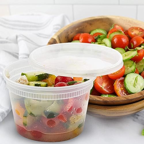 Miniatura 2 de PARTY BARGAINS Paquete de 36 recipientes de alimentos con tapas, 8 onzas, 16 onzas y 32 onzas combinadas para alimentos, resistentes a la