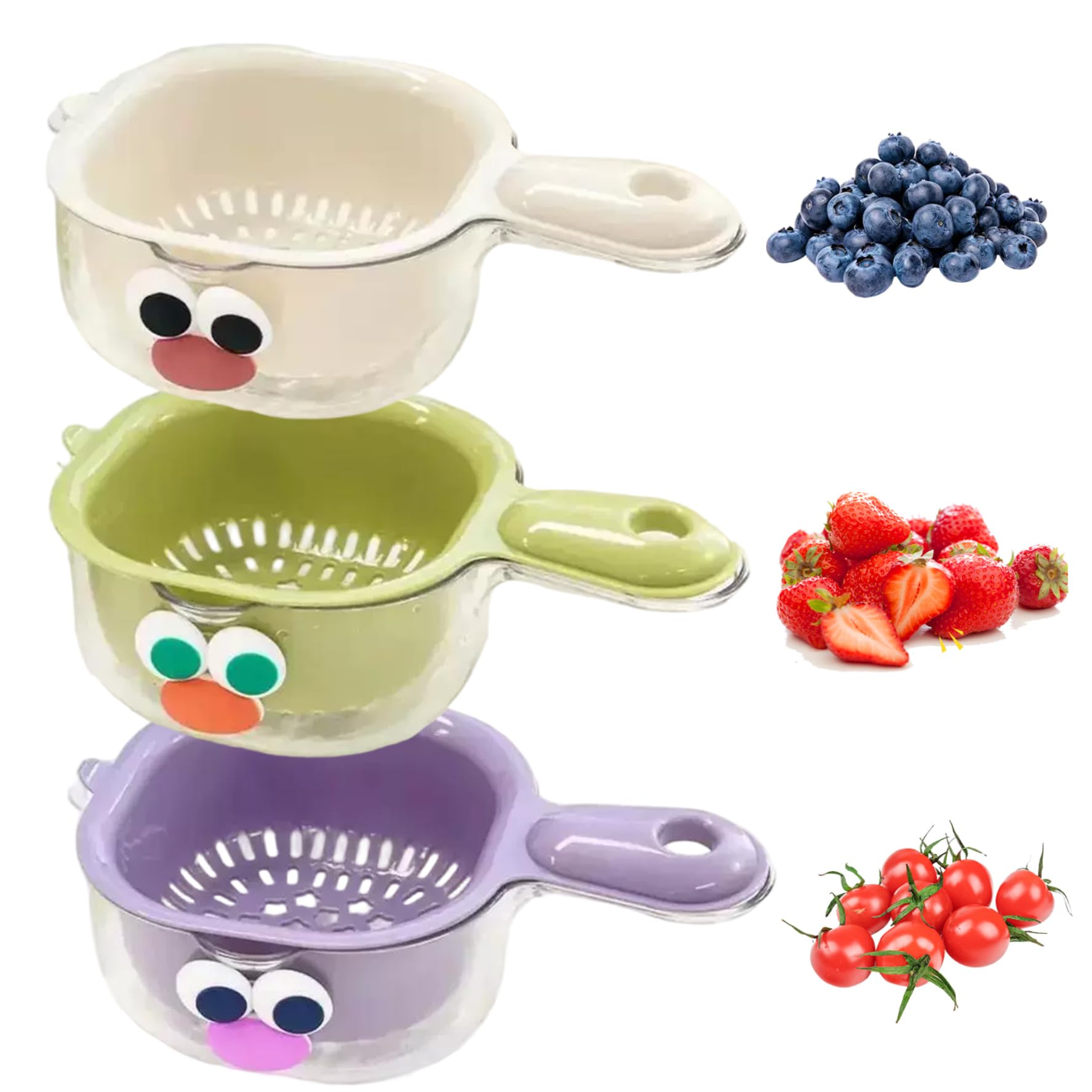 Cuenco para lavar frutas en tus desayunos saludables, set de 3 minibols
