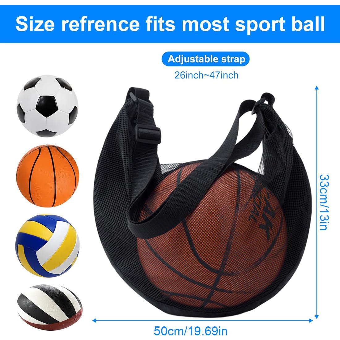 Sac à Dos de Basketball, Poche Filet, Accessoires de Basketball, sac à dos, sac de basket-ball, poche filet avec mousqueton, poche filet pour football